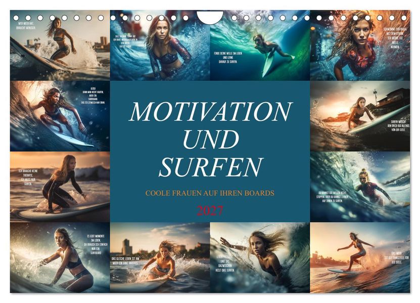 Motivation und Surfen (Wandkalender 2027 DIN A4 quer) CALVENDO Monatskalender