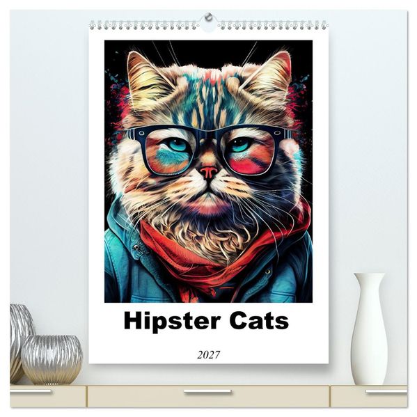 Hipster Cats (High Quality Premium Wall Calendar 2027 DIN A2 portrait)CALVENDO 12 Month Wall Calendar