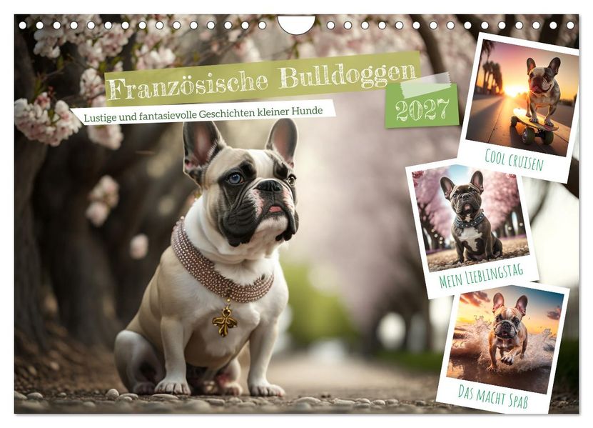 Französische Bulldoggen (Wandkalender 2027 DIN A4 quer) CALVENDO Monatskalender