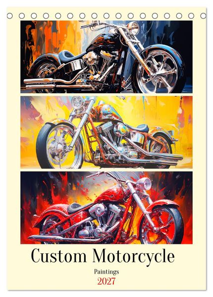 Custom Motorcycle Paintings (Tischkalender 2027 DIN A5 hoch) CALVENDO Monatskalender