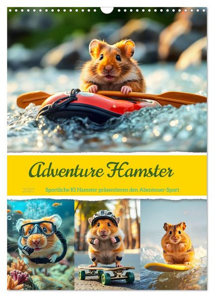 Adventure Hamster - Sportliche KI Hamster präsentieren den Abenteuer-Sport (Wandkalender 2027 DIN A3 hoch) CALVENDO Monatskalender