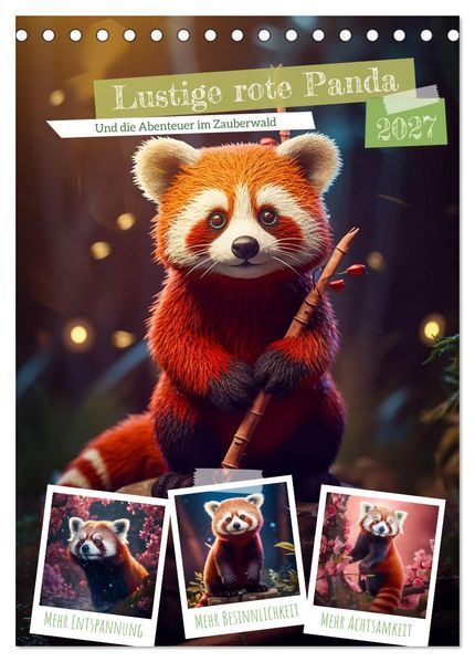 Lustige rote Panda (Tischkalender 2027 DIN A5 hoch) CALVENDO Monatskalender