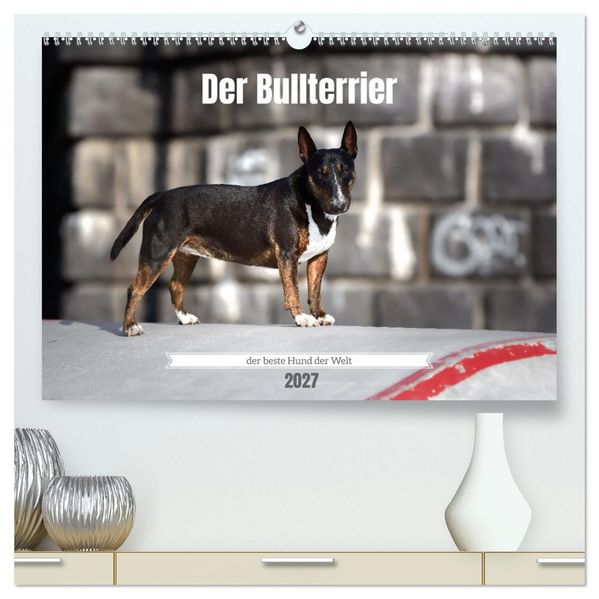 Der Bullterrier der beste Hund der Welt (hochwertiger Premium Wandkalender 2027 DIN A2 quer) Kunstdruck in Hochglanz