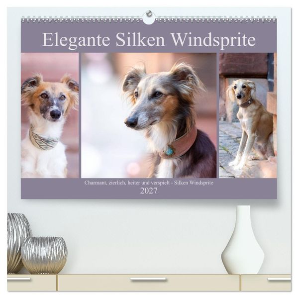 Elegante Silken Windsprite (hochwertiger Premium Wandkalender 2027 DIN A2 quer) Kunstdruck in Hochglanz