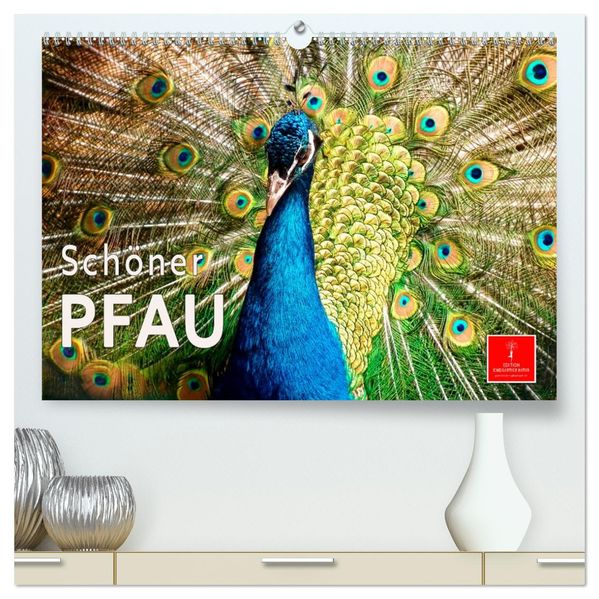 Schöner Pfau (hochwertiger Premium Wandkalender 2027 DIN A2 quer) Kunstdruck in Hochglanz