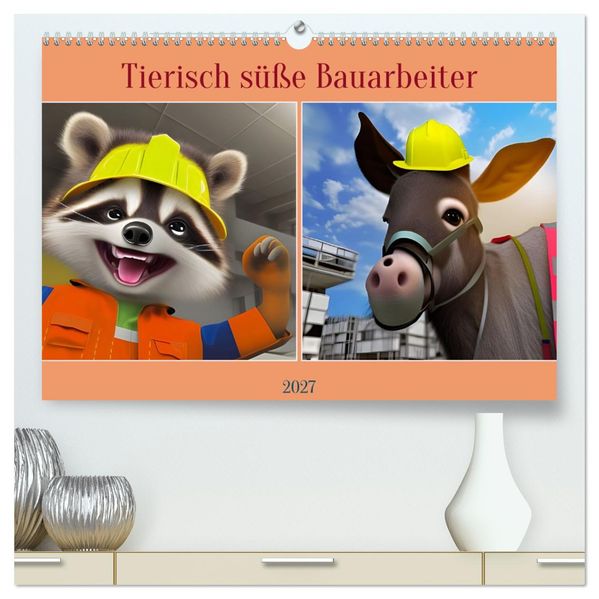 Tierisch süße Bauarbeiter (hochwertiger Premium Wandkalender 2027 DIN A2 quer) Kunstdruck in Hochglanz