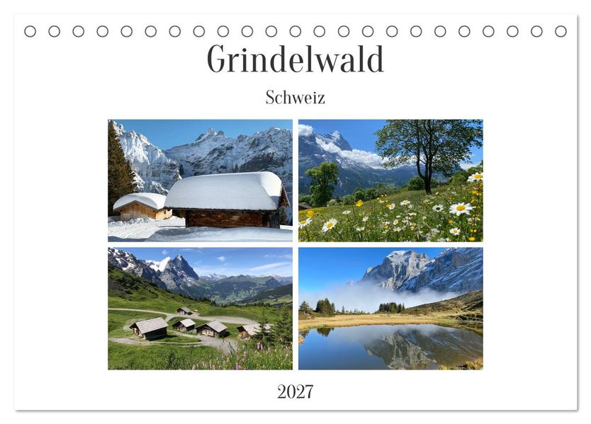 Grindelwald - Jungfrauregion Schweiz (Tischkalender 2027 DIN A5 quer) CALVENDO Monatskalender