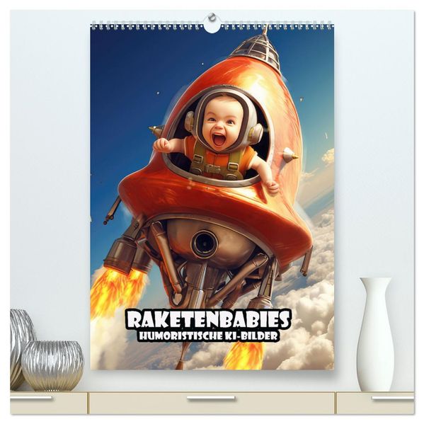 Raketenbabies - Humoristische KI-Bilder (hochwertiger Premium Wandkalender 2027 DIN A2 hoch) Kunstdruck in Hochglanz