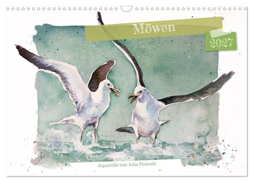 Möwen - Aquarelle von Julia Pasinski (Wandkalender 2027 DIN A3 quer) CALVENDO Monatskalender