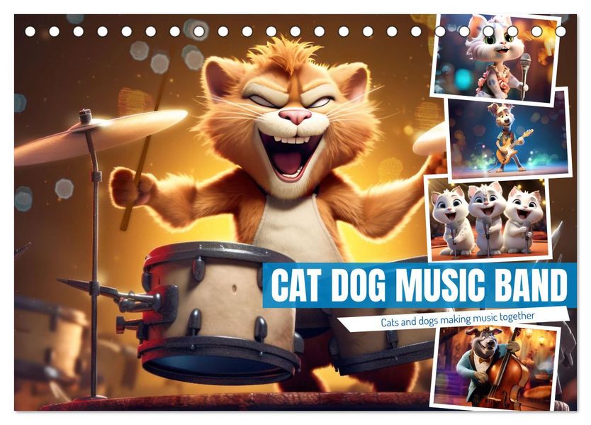 Cat dog music band (Desk Calendar 2027 DIN A5 landscape) CALVENDO 12 Month DeskCalendar
