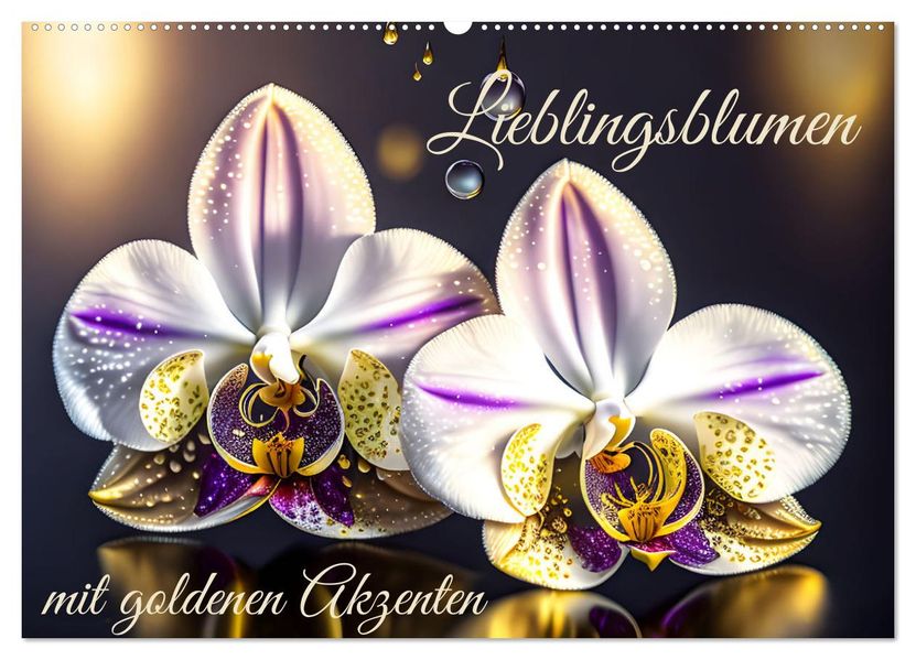 Lieblingsblumen mit goldenen Akzenten (Wandkalender 2027 DIN A2 quer) CALVENDO Monatskalender
