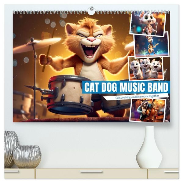 Cat dog music band (High Quality Premium Wall Calendar 2027 DIN A2 landscape)CALVENDO 12 Month Wall Calendar