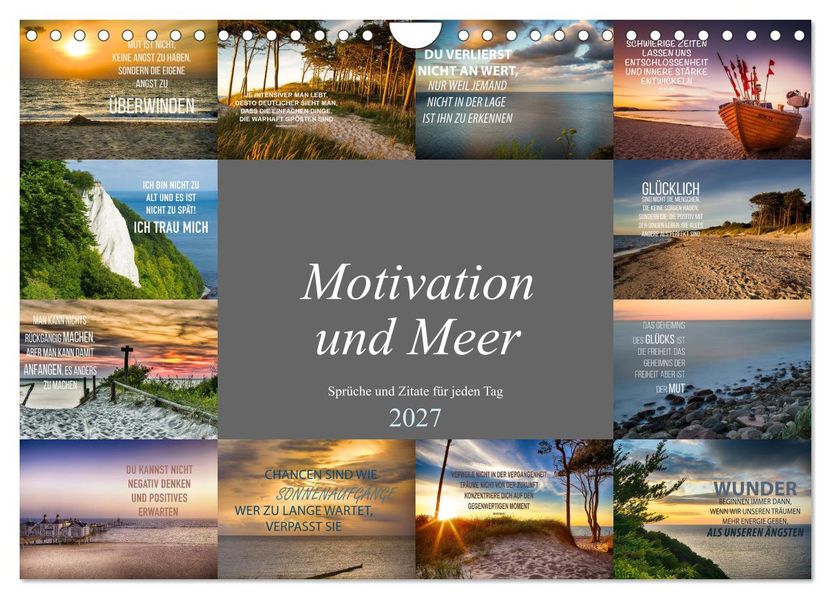 Motivation und Meer (Wandkalender 2027 DIN A4 quer) CALVENDO Monatskalender