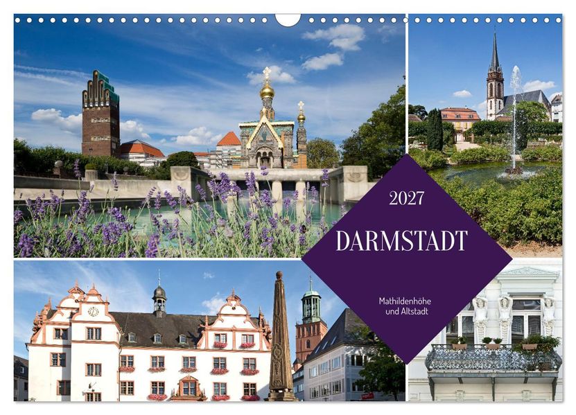Darmstadt - Mathildenhöhe und Altstadt (Wandkalender 2027 DIN A3 quer) CALVENDO Monatskalender