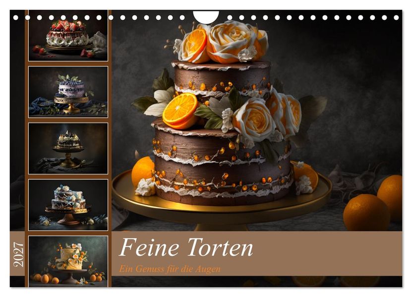 Feine Torten (Wandkalender 2027 DIN A4 quer) CALVENDO Monatskalender