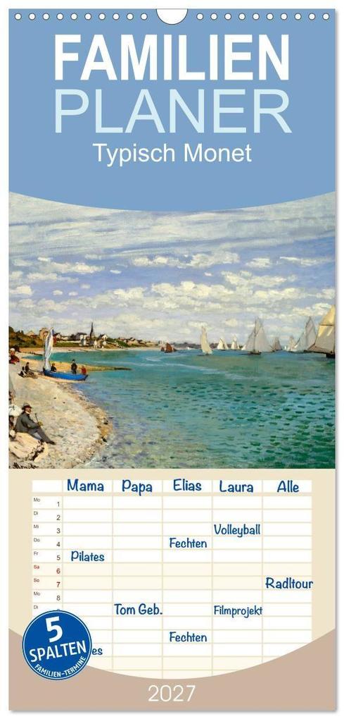 Familienplaner 2027 - Typisch Monet mit 5 Spalten (Wandkalender 21 x 45 cm) CALVENDO
