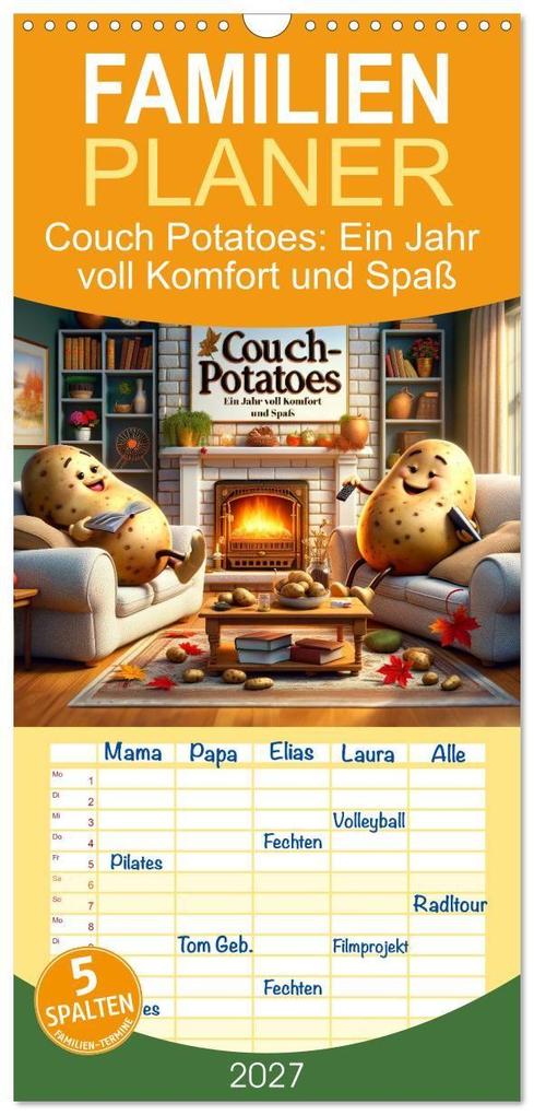 Familienplaner 2027 - Couch Potatoes: Ein Jahr voll Komfort und Spaß mit 5 Spalten (Wandkalender 21 x 45 cm) CALVENDO