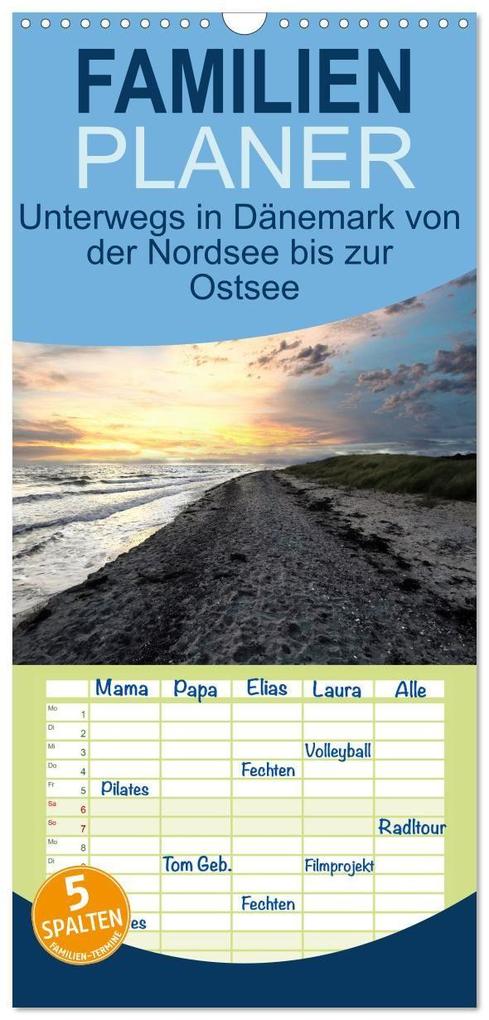 Familienplaner 2027 - Unterwegs in Dänemark von der Nordsee bis zur Ostsee mit 5 Spalten (Wandkalender 21 x 45 cm) CALVENDO