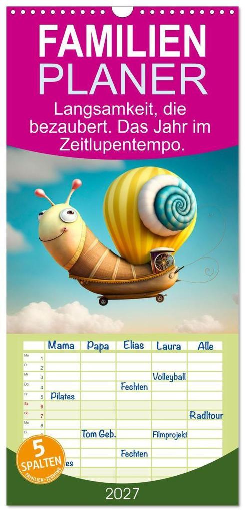 Familienplaner 2027 - Langsamkeit die bezaubert. Das Jahr im Zeitlupentempo. mit 5 Spalten (Wandkalender 21 x 45 cm) CALVENDO
