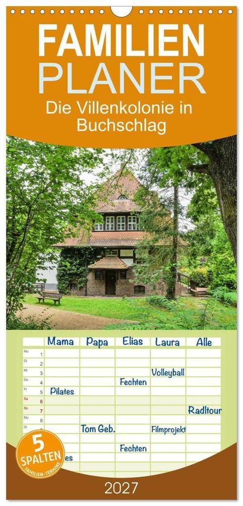 Familienplaner 2027 - Die Villenkolonie in Buchschlag mit 5 Spalten (Wandkalender 21 x 45 cm) CALVENDO