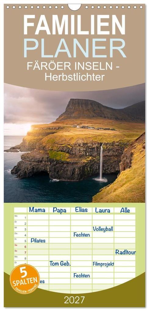 Familienplaner 2027 - FÄRÖER INSELN - Herbstlichter mit 5 Spalten (Wandkalender 21 x 45 cm) CALVENDO