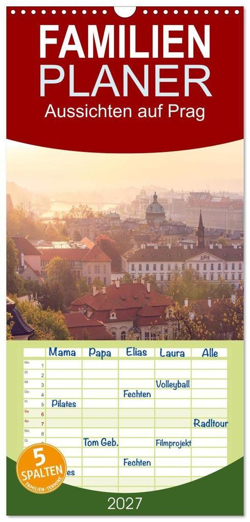 Familienplaner 2027 - Aussichten auf Prag mit 5 Spalten (Wandkalender 21 x 45 cm) CALVENDO