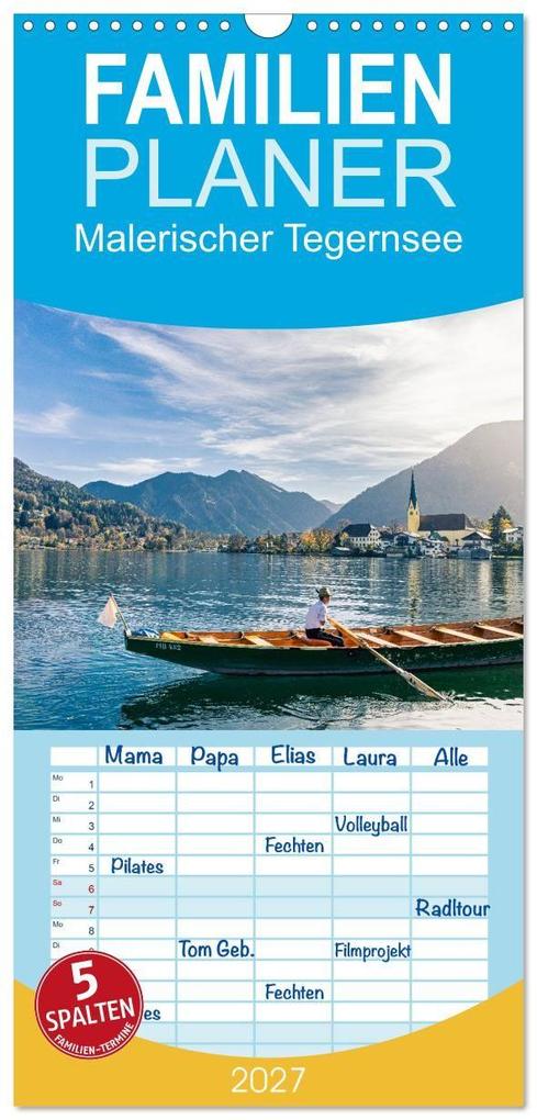 Familienplaner 2027 - Malerischer Tegernsee mit 5 Spalten (Wandkalender 21 x 45 cm) CALVENDO