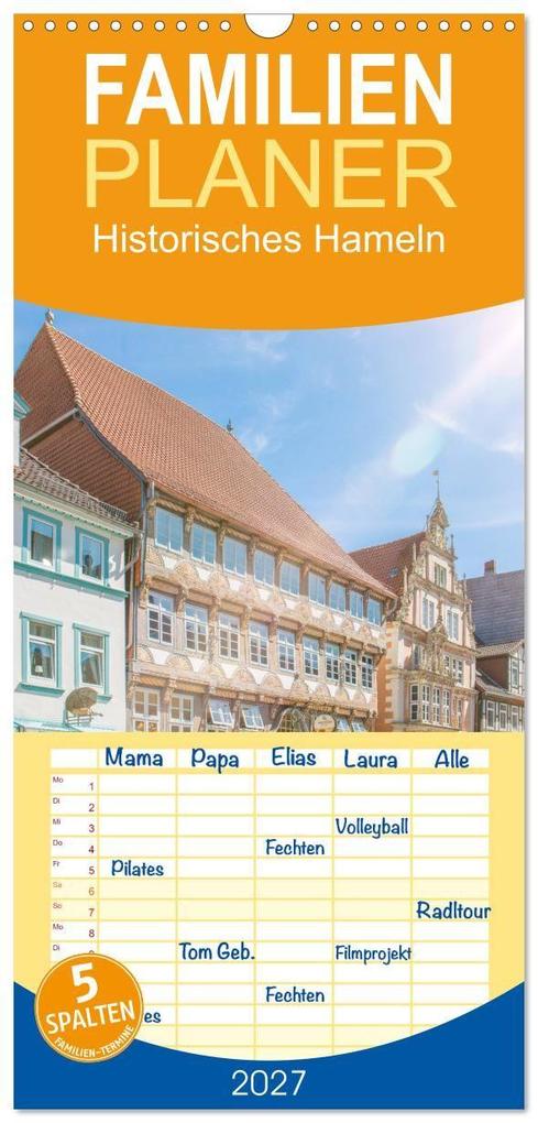 Familienplaner 2027 - Historisches Hameln mit 5 Spalten (Wandkalender 21 x 45 cm) CALVENDO