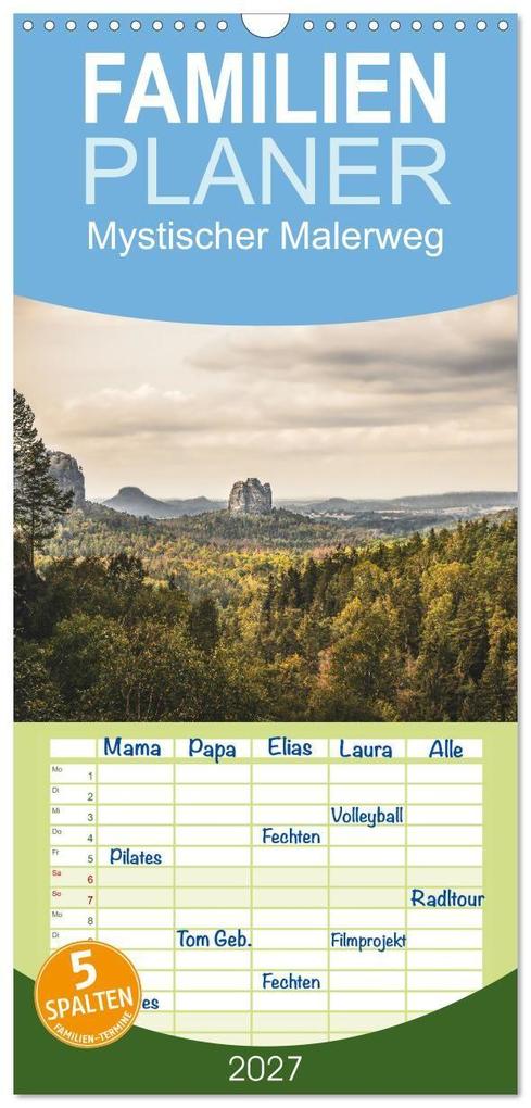 Familienplaner 2027 - Mystischer Malerweg mit 5 Spalten (Wandkalender 21 x 45 cm) CALVENDO