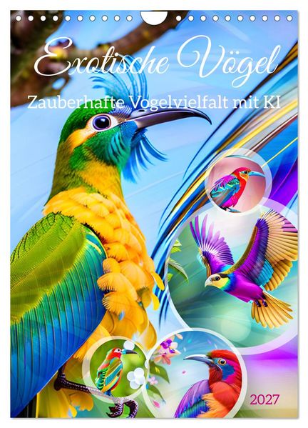 Exotische Vögel. Zauberhafte Vogelvielfalt mit KI (Wandkalender 2027 DIN A4 hoch) CALVENDO Monatskalender