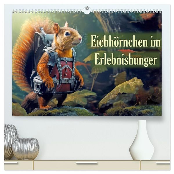 Eichhörnchen im Erlebnishunger (hochwertiger Premium Wandkalender 2027 DIN A2 quer) Kunstdruck in Hochglanz
