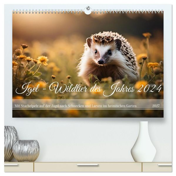 Igel - Wildtier des Jahres 2024 (hochwertiger Premium Wandkalender 2027 DIN A2 quer) Kunstdruck in Hochglanz