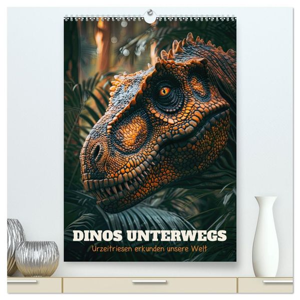 Dinos unterwegs: Urzeitriesen erkunden unsere Welt (hochwertiger Premium Wandkalender 2027 DIN A2 hoch) Kunstdruck in Hochglanz