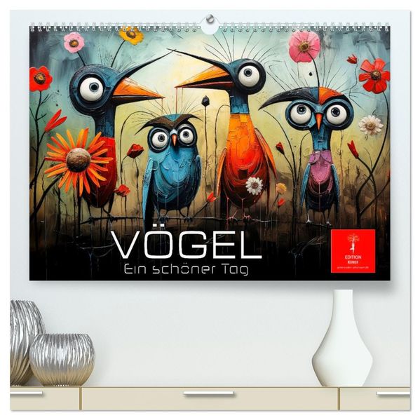Vögel - ein schöner Tag (hochwertiger Premium Wandkalender 2027 DIN A2 quer) Kunstdruck in Hochglanz