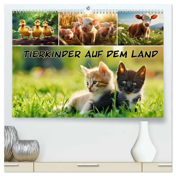 Tierkinder auf dem Land (hochwertiger Premium Wandkalender 2027 DIN A2 quer) Kunstdruck in Hochglanz