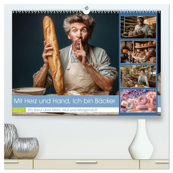 Mit Herz und Hand Ich bin Bäcker (hochwertiger Premium Wandkalender 2027 DIN A2 quer) Kunstdruck in Hochglanz