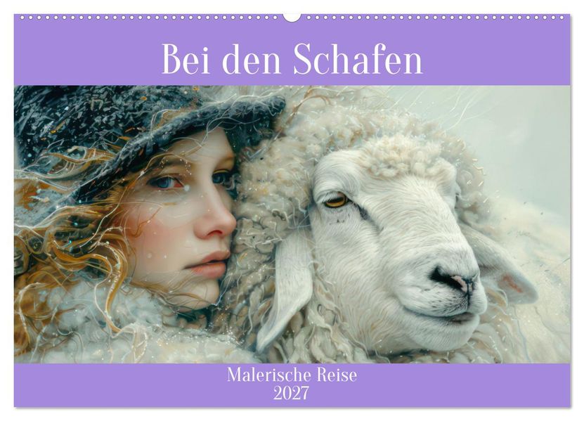 Bei den Schafen - Malerische Reise (Wandkalender 2027 DIN A2 quer) CALVENDO Monatskalender