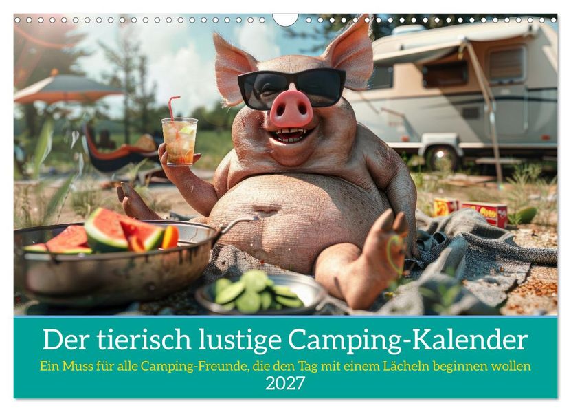 Der tierisch lustige Camping-Kalender (Wandkalender 2027 DIN A3 quer) CALVENDO Monatskalender