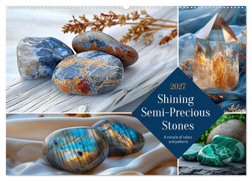 Shining Semi-Precious Stones (Wall Calendar 2027 DIN A2 landscape) CALVENDO 12 Month Wall Calendar