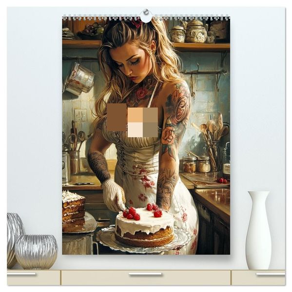 Tattoo Girls and Cakes (High Quality Premium Wall Calendar 2027 DIN A2 portrait)CALVENDO 12 Month Wall Calendar