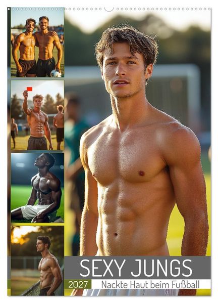 SEXY JUNGS - Nackte Haut beim Fußball (Wandkalender 2027 DIN A2 hoch) CALVENDO Monatskalender