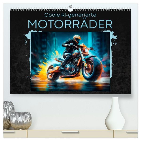 Coole KI-generierte MOTORRÄDER (hochwertiger Premium Wandkalender 2027 DIN A2 quer) Kunstdruck in Hochglanz