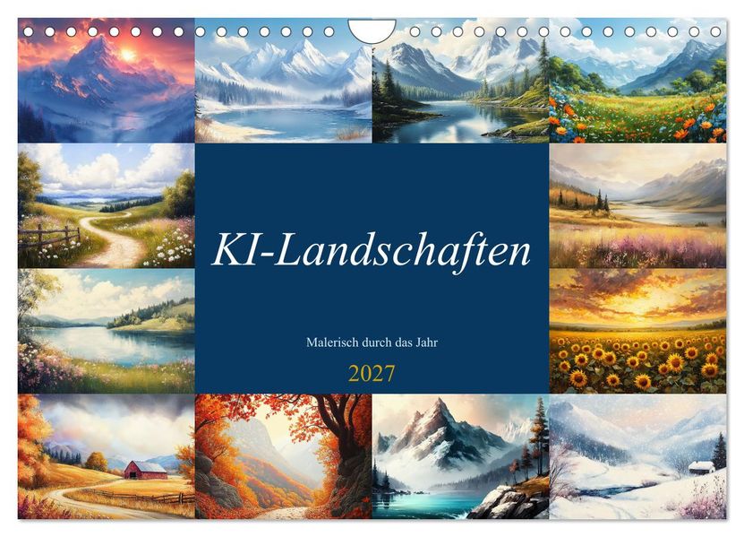 KI-Landschaften - Malerisch durch das Jahr (Wandkalender 2027 DIN A4 quer) CALVENDO Monatskalender