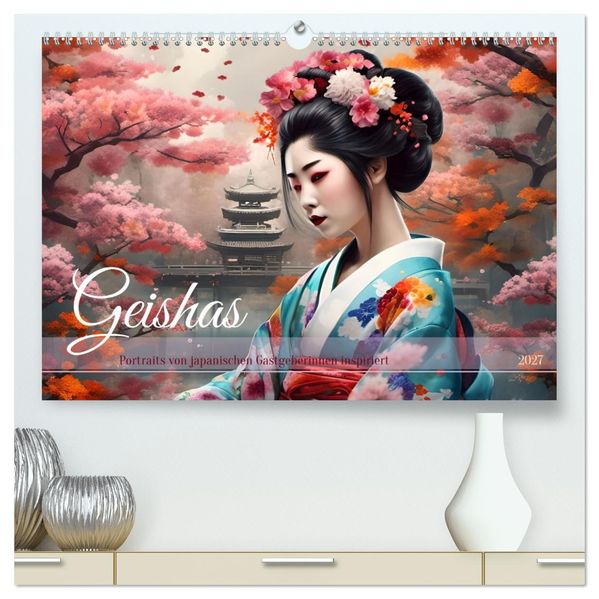 Geishas Portraits von japanischen Gastgeberinnen inspiriert (hochwertiger Premium Wandkalender 2027 DIN A2 quer) Kunstdruck in Hochglanz