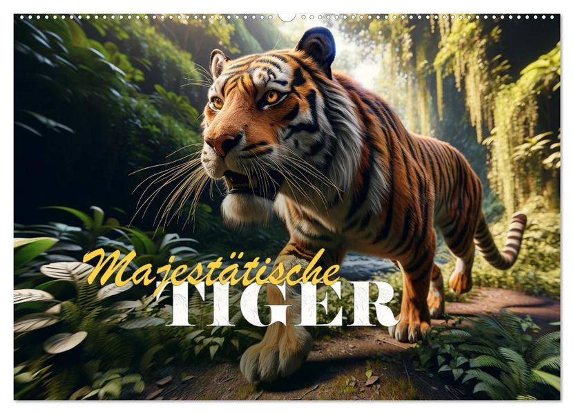 Majestätische Tiger (Wandkalender 2027 DIN A2 quer) CALVENDO Monatskalender