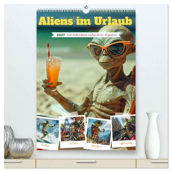 Aliens im Urlaub (hochwertiger Premium Wandkalender 2027 DIN A2 hoch) Kunstdruck in Hochglanz