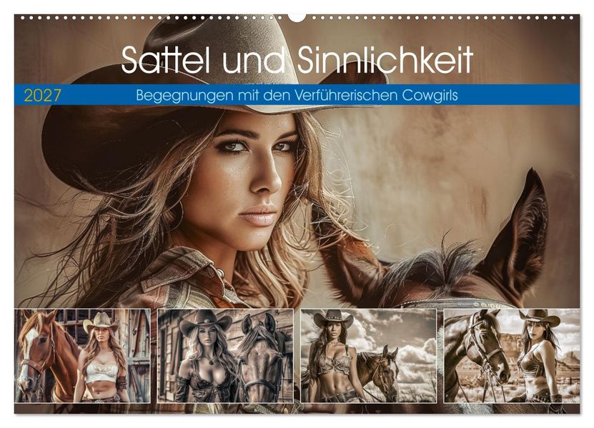 Sattel und Sinnlichkeit - Begegnungen mit den Verführerischen Cowgirls (Wandkalender 2027 DIN A2 quer) CALVENDO Monatskalender