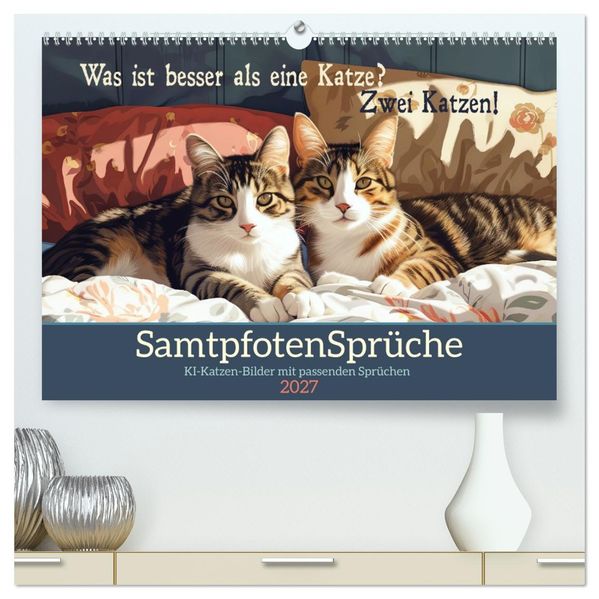 Samtpfotensprüche (hochwertiger Premium Wandkalender 2027 DIN A2 quer) Kunstdruck in Hochglanz