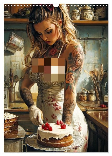 Tattoo Girls and Cakes (Wall Calendar 2027 DIN A3 portrait) CALVENDO 12 Month Wall Calendar