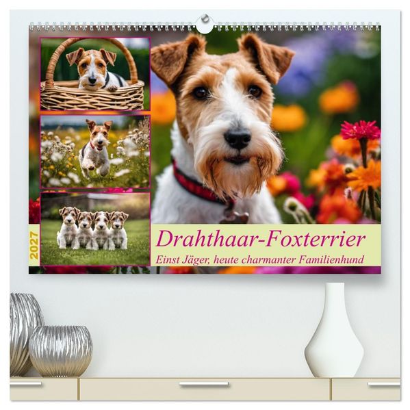 Drahthaar-Foxterrier (hochwertiger Premium Wandkalender 2027 DIN A2 quer) Kunstdruck in Hochglanz